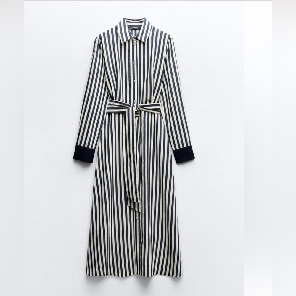 Zara Stripes Long Sleeve Maxi Dress